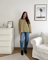 Longsleeve mit Streifen Braun/Gelb