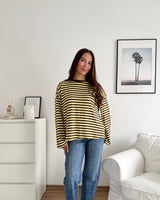 Longsleeve mit Streifen Braun/Gelb