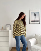 Longsleeve mit Streifen Braun/Gelb
