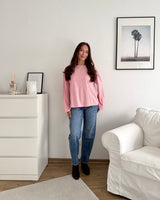 Longsleeve mit Doppelstreifen Rosa/Camel