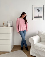 Longsleeve mit Doppelstreifen Rosa/Camel