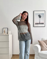 Longsleeve Mesh Leo Schwarz/Mint