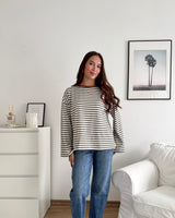 Longsleeve Moment mit Streifen Olive/Rost