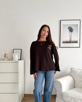 Longsleeve Moment mit Streifen Braun/Rost