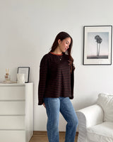 Longsleeve Moment mit Streifen Braun/Rost