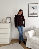 Longsleeve Moment mit Streifen Braun/Rost