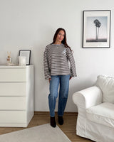 Longsleeve Moment mit Streifen Braun/Blau