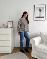 Longsleeve Moment mit Streifen Braun/Blau