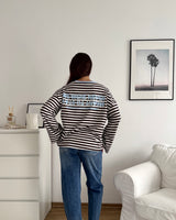 Longsleeve Moment mit Streifen Braun/Blau