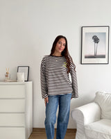 Longsleeve Moment mit Streifen Braun/Gelb