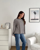 Longsleeve Moment mit Streifen Braun/Gelb