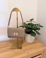 Clutch Bag mit Holzverschluss Taupe