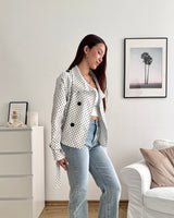 Kurzer Dünner Trenchcoat Dots Weiß