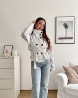 Kurzer Dünner Trenchcoat Dots Weiß