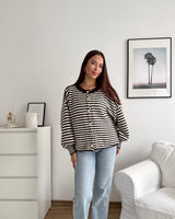 Cardigan mit Streifen Braun/Weiß