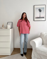 T-Shirt mit Streifen Rot/Rosa