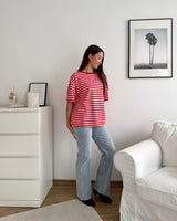 T-Shirt mit Streifen Rot/Rosa