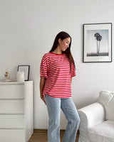 T-Shirt mit Streifen Rot/Rosa