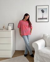 T-Shirt mit Streifen Rot/Rosa