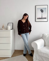 Feine Strickjacke Dunkelbraun