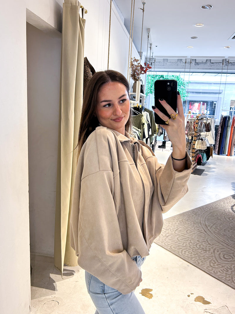 Kunstwildlederjacke Beige