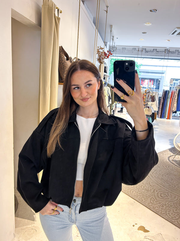 Kunstwildlederjacke Schwarz