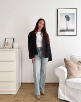Jacke mit hohem Kragen Dots Schwarz