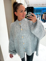 Oversized Strickjacke Hellgrau