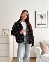 Jacke mit hohem Kragen Dots Schwarz