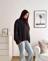 Jacke mit hohem Kragen Dots Schwarz