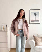 Jacke mit hohem Kragen Dots Taupe