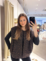 Steppweste mit Leomuster Braun