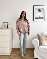Jacke mit hohem Kragen Dots Taupe