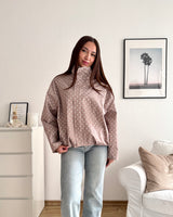 Jacke mit hohem Kragen Dots Taupe