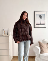 Jacke mit hohem Kragen Dots Braun