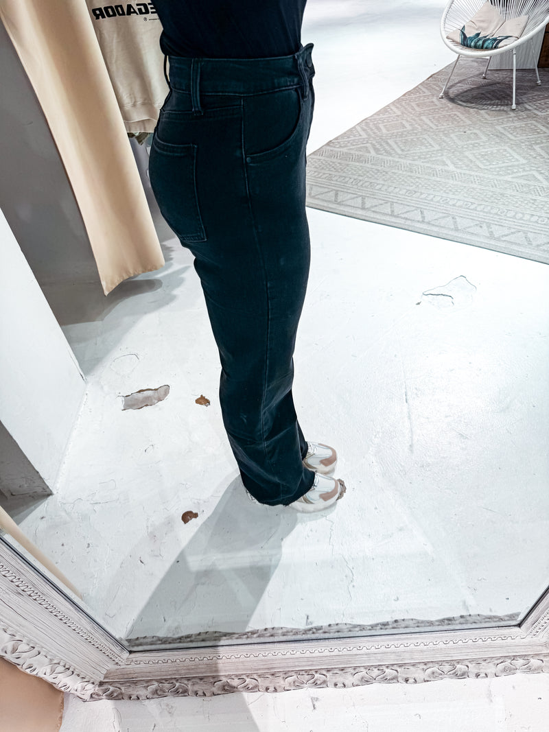 Wide Leg Extra Long Jeans Schwarz