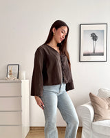 Leinenbluse mit Schleifen Braun