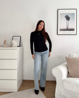 Dünnes Longsleeve mit Stehkragen Schwarz