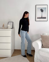 Dünnes Longsleeve mit Stehkragen Schwarz