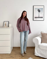 Longsleeve mit Streifen Braun/Rosa