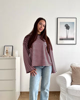 Longsleeve mit Streifen Braun/Rosa