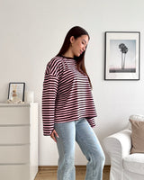 Longsleeve mit Streifen Braun/Rosa