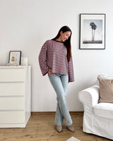 Longsleeve mit Streifen Braun/Rosa