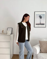 Teddy Weste mit Herz Olive