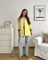 Oversized Blazer mit Leomuster Gelb