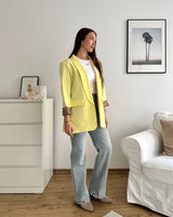 Oversized Blazer mit Leomuster Gelb