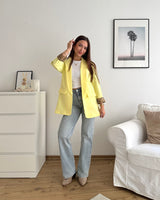 Oversized Blazer mit Leomuster Gelb