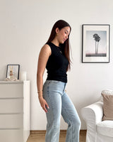 Feines Rib Top Schwarz