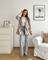 Blazer Basic mit Blumenmuster Beige