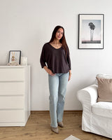 Dünner Strickpullover Dunkelbraun